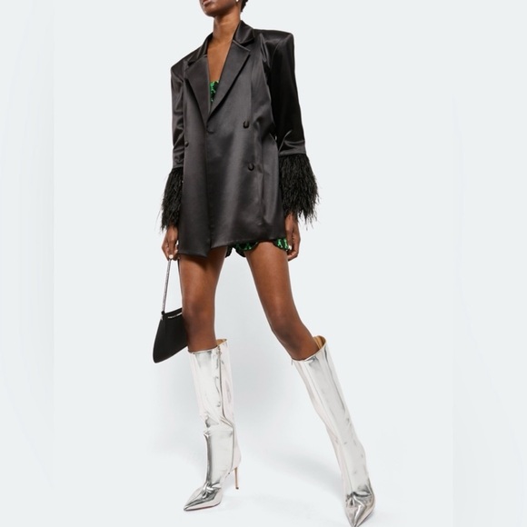 Schutz Mary Up In Prata Silver Leather Boots Size 6.5 - Picture 2 of 8